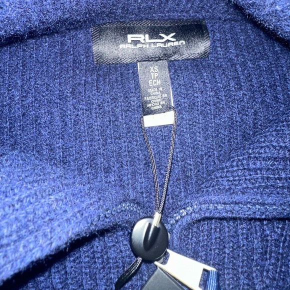 NWT rib knit cashmere half zip blue XS - Picture 4 of 7